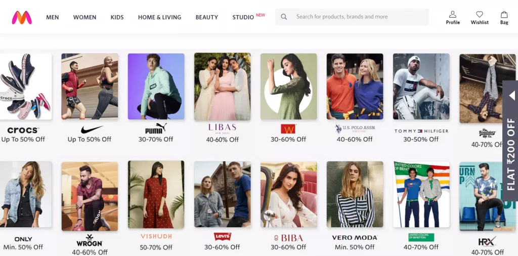 Myntra product listing