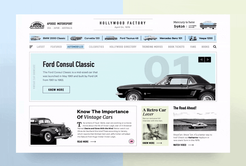 Retro Car News Web Design