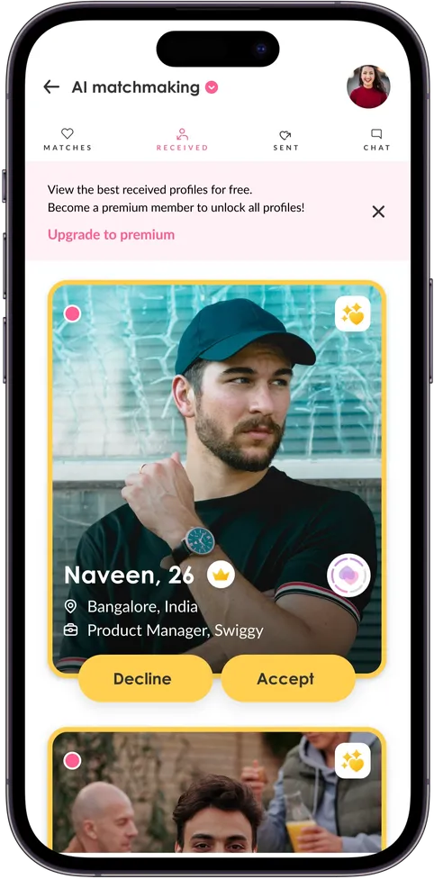 Betterhalf AI Matchmaking App User Profile Interface Screen