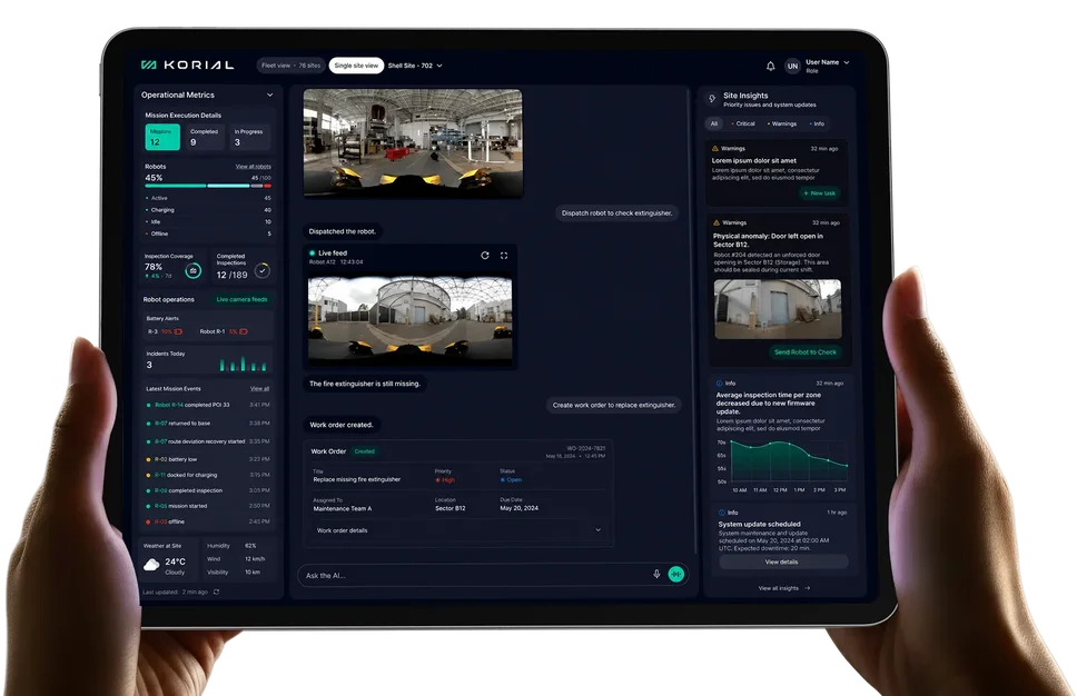 Korial Autonomous Industrial Inspection Platform Interface