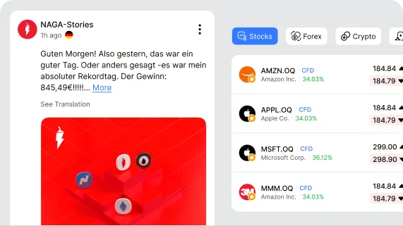 NAGA Multi-Asset Social Trading, CFD Investing, and Autocopy Unified UI/UX Design Interface