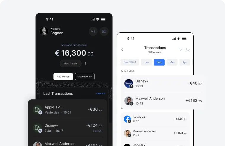 NAGA Unified Ecosystem Featuring Neo-Banking and Crypto Asset Trading UI Design