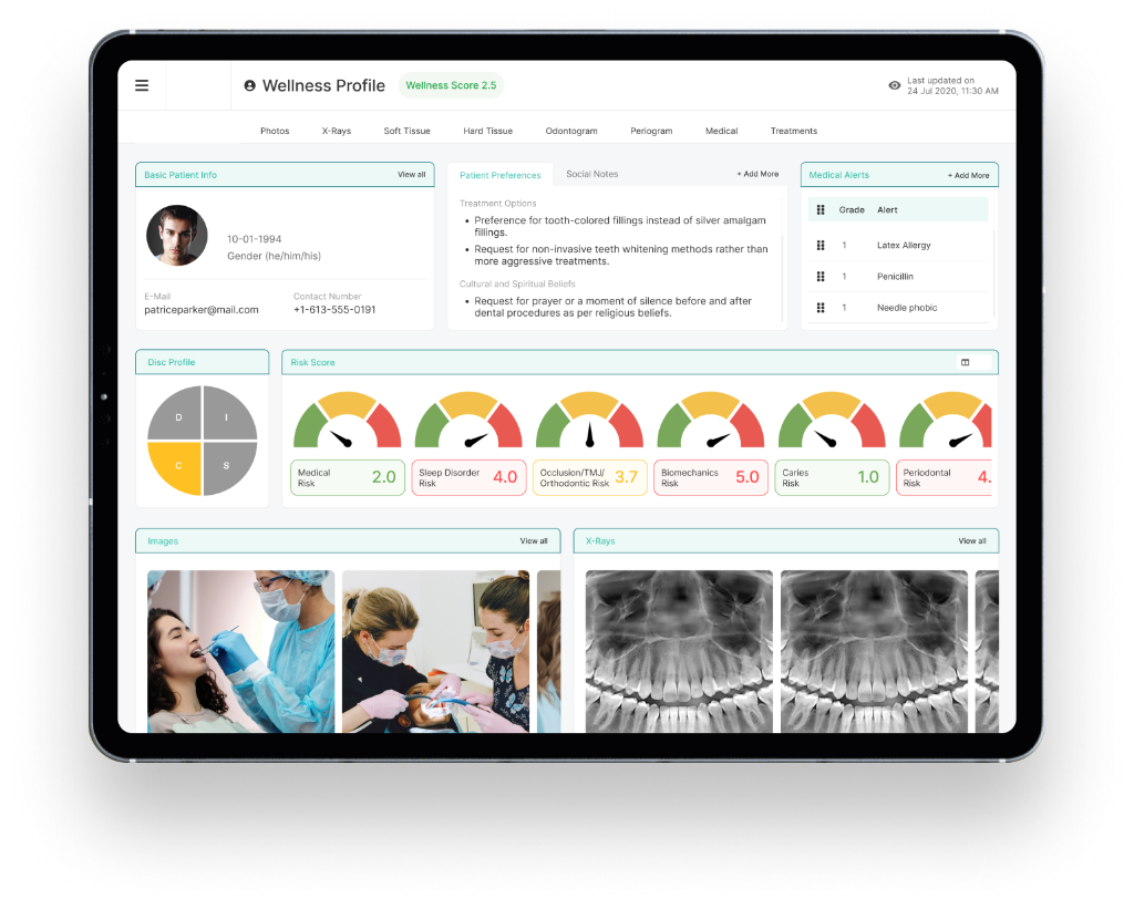 Shared decision-making wellness profile dashboard