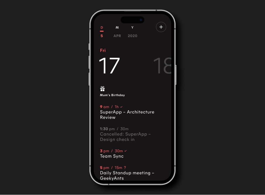 interactions screen