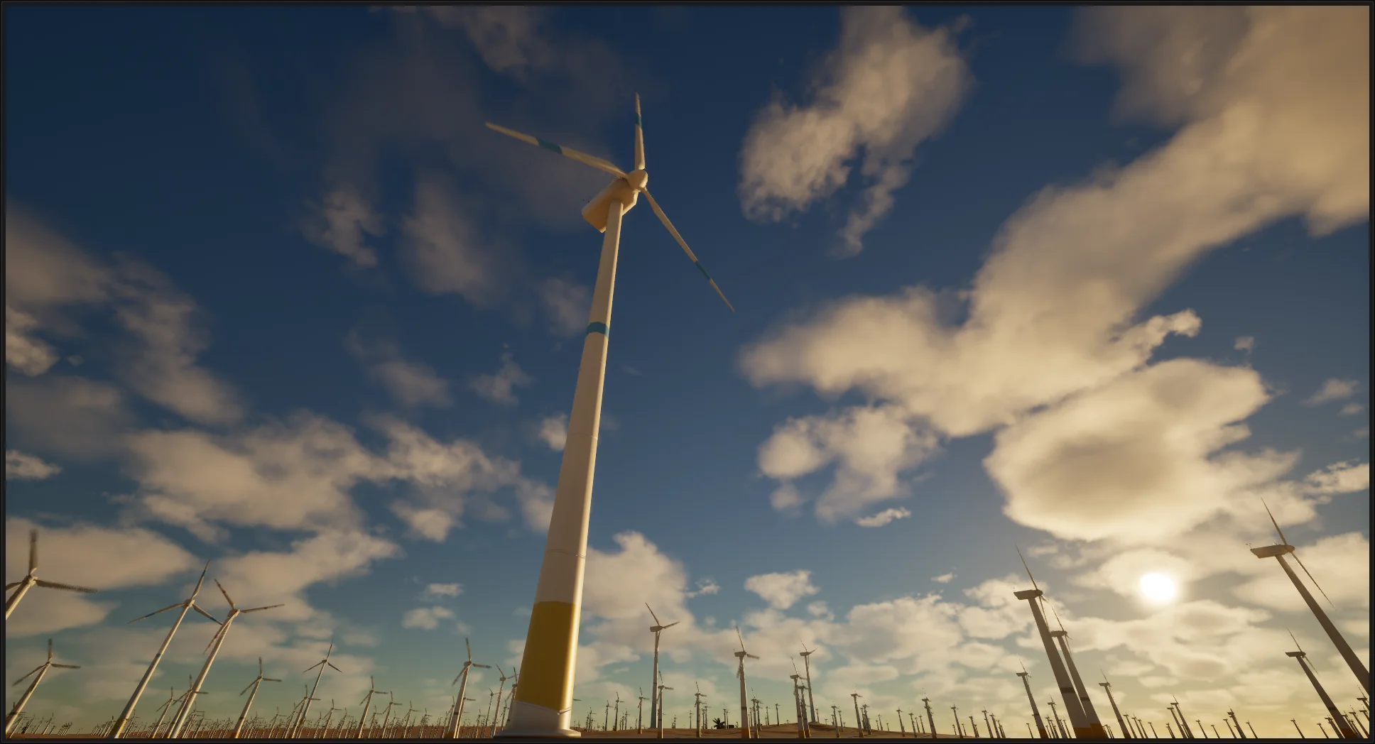 Wind farm simulation scenario 5 demonstrating energy yield optimization