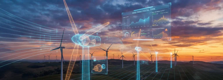 Wind farm digital twin turbine planning banner