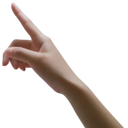 Human hand pointing towards a robotic hand