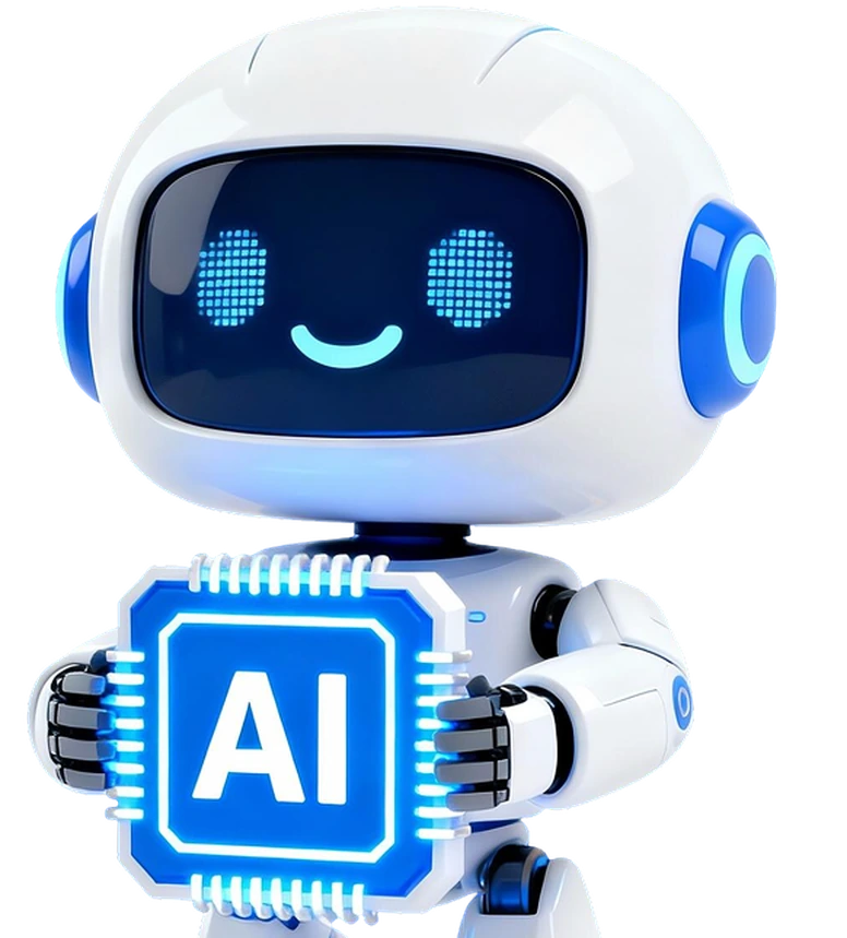 AI robot holding an AI chip