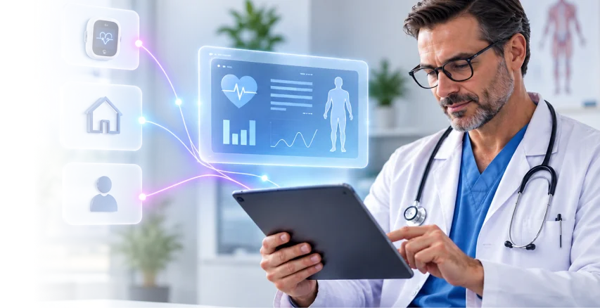 Healthcare specialist reviewing medical data