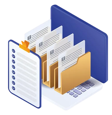 Digital document folders and files representing structured data extracted from documents