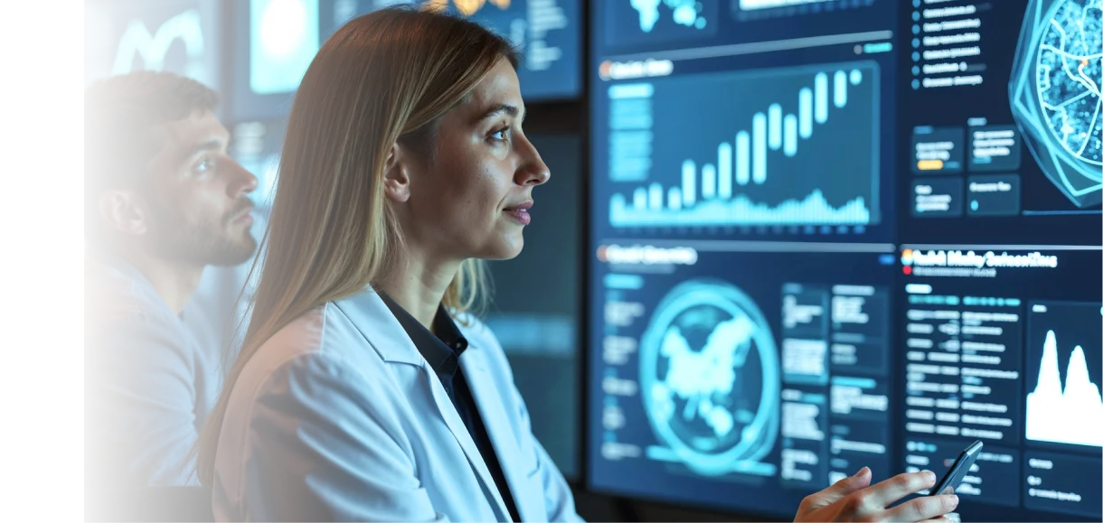 Healthcare specialist reviewing medical data